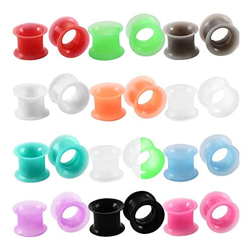 24 Pcs Silicone Ear Tunnels,Flesh Tunnels Plugs Body Piercing Expanders 3mm 25mm(22mm)