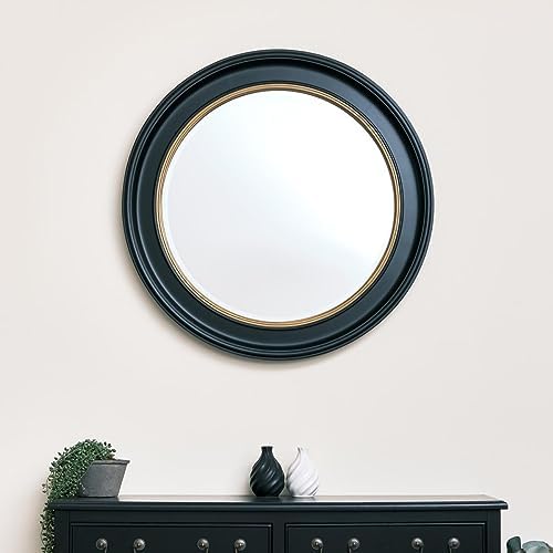 Melody Maison Large Round Black & Gold Wall Mirror 80cm x 80cm