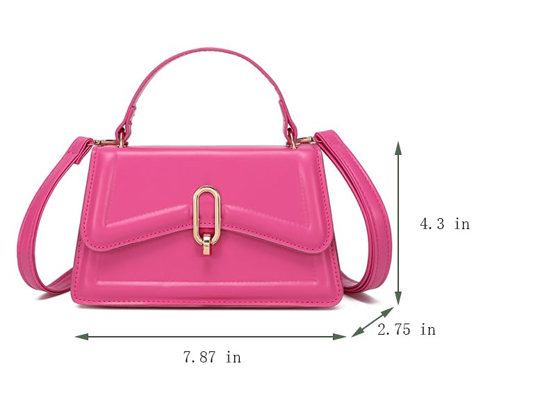 Image of Women Top Handle Clutch Handbag Cute Purse for Girls trendy Small Crossbody Bag hot pink