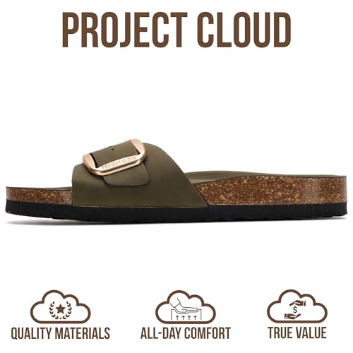 Image of Project Cloud 100% Genuine Leather Sandals Women Dressy Beach Essentials Slides for Women Footwear - Lightweight with Memory Foam Insole Sandals for Women 2026 - Womens Slides