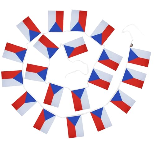 Image of AZ FLAG Czech Republic 6 meters BUNTING Flag 20 flags 9'' x 6'' - Czech STRING flags 15 x 21 cm