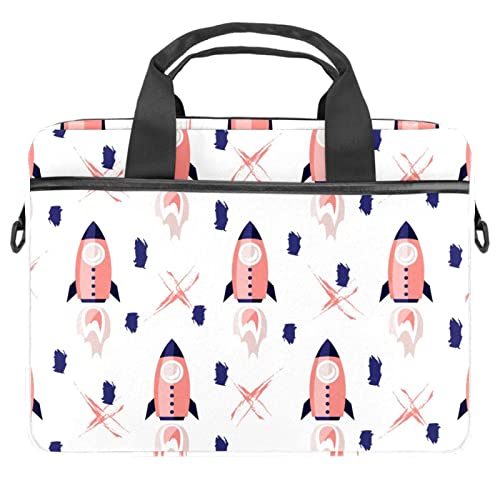Sacoche à bandoulière PC 13,3 pouces rose multicolore avec motif fusée
