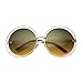 grinderPUNCH Women's Round Oversized Wire Sunglasses in Metal Gold Green