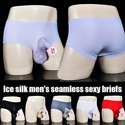 LESOYA Men's Ice Silk Underwear Low Rise Boxer Briefs See Through Sheer Breathable Panties with Sheath Pouch2