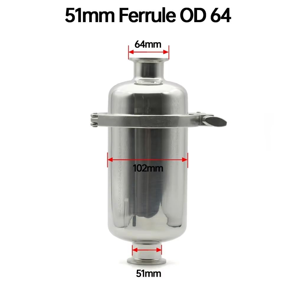5,1 cm Tri-Clamp Inline-Filter, SS304 51 mm Rohr, Heimbrauen, 10,2 cm Zylinder, 265 mm Länge, leicht zu reinigen, langlebig (500 Mesh)