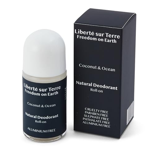 Freedom on Earth Natural Deodorant - Coconut & Ocean | Aluminium-Free | 24-Hour Protection for Men & Women | Vegan & Cruelty-Free | For Sensitive Skin | Glass Bottle | 100% Recyclable