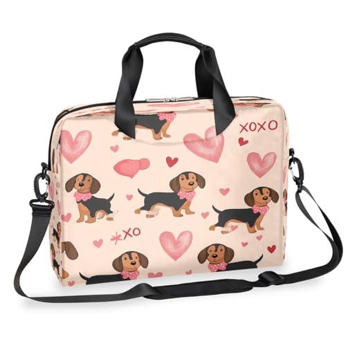 Bolso laptop con diseño de perro y corazon 15.7x3x11.8 in miniatura 1