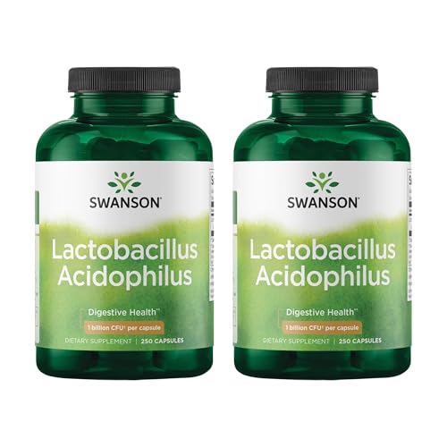 Swanson Lactobacillus Acidophilus Probiotic for Adults Seeking Daily Digestive and Bowel Health Support with 1 Billion CFU - Acid-Resistant (250 Capsules 2 Pack)