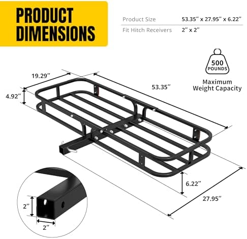 MaxxHaul 70107 53" x 19-1/2" Hitch Cargo Carrier - Trailer view 8