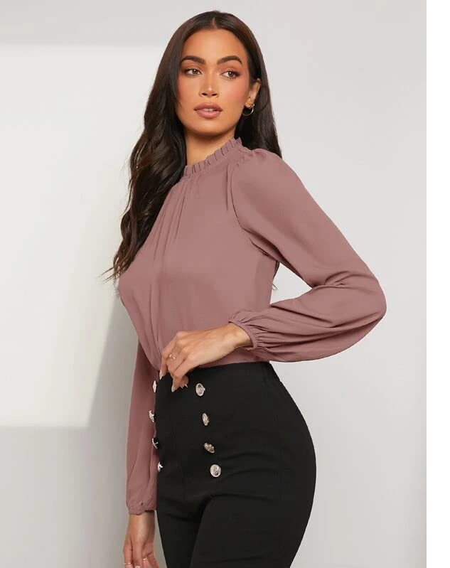 Image of FNOCKS Women's Plain Round Neck Long Sleeve Slip On Cotton Top