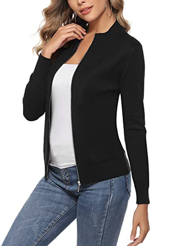 Youngull Zip Front Jacket for Women Casual Lightweight Cardigan Zip Up Sweater Tops Long Sleeve Knitted Sweatshirts4