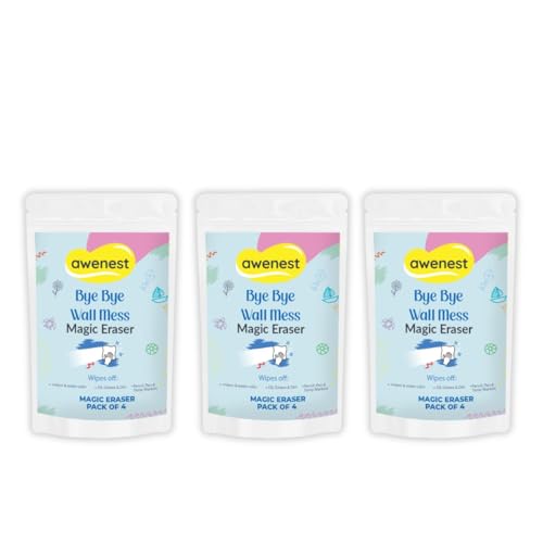 Image of awenest Magic Eraser Cleaning Sponge- Pack of 12 | Chemical-Free, Multi-Purpose Wall & Stain Remover | Super Scrub for Kitchen, Bathroom, Walls, Shoes & More - Tough on Stains, Gentle on Surfaces