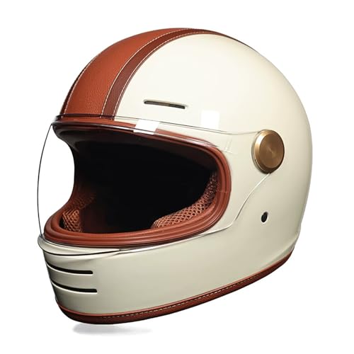 Retro Cruise Integralhelm Motorradhelm Herren und Damen Vier Jahreszeiten Schutzhelm Unisex Helm kann modular geöffnet werden ECE-Zertifizierung A,M=55-56CM