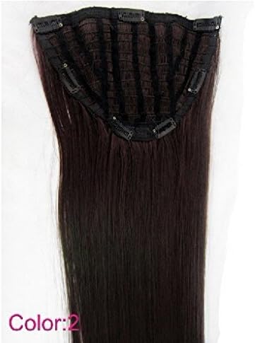 Romantic Angels 100% Remy Human Hair Straight One Piece Clip in Hair Wig with Half Wig Dark Brown #2 (20'')