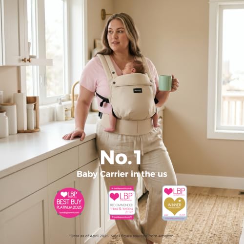 Image of Momcozy Baby Carrier - Ergonomic, Cozy and Lightweight Carrier for 7-45lbs, Effortless to Put On, Ideal for Hands-Free Parenting, Enhanced Lumbar Support, Purehug, Extended Fit (45 inch-69 inch Waist), Khaki