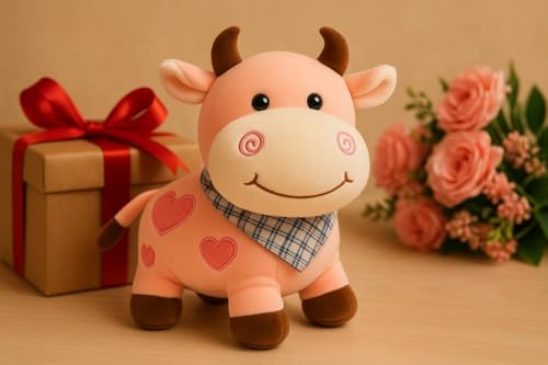 Image of SCOOBA Small moo Cow Soft Toys for Kids Babies 25cm(Pink moo Cow)