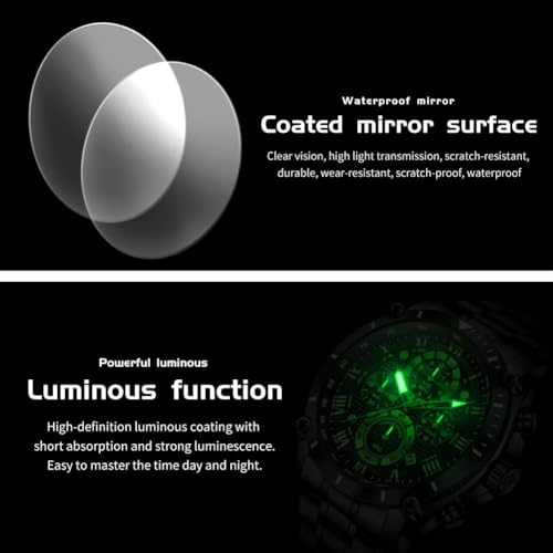 Image of OLEVS Men's Watch Luxury Stainless Steel Waterproof Luminous Wrist Watch | Big Face Chronograph Watch For Men Dress Gift Stainless Steel Multifunction
