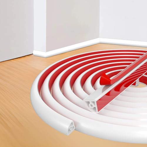 Flexible Quarter Round Molding Trim - 118in Waterproof Bendable Silicone Peel and Stick Molding Trim for Walls Floor Corner Staircase Tub Cabinet Edge