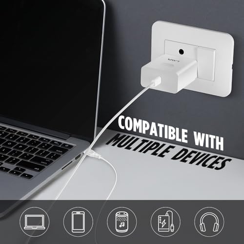 Image of Lava 66W Fast Wall Charger with PD Technology | Charging Compatible With Laptop, iPhone, Lava Agni 3, Samsung, MI, & All Android Devices | 6A Data Cable Inside Type C to C | Finger Hold Design (White)