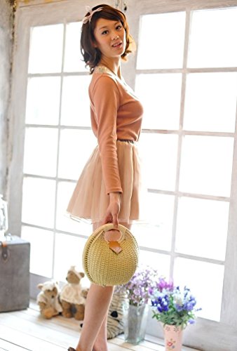 Bolsa tote de mimbre con forma de concha para mujer miniatura 2
