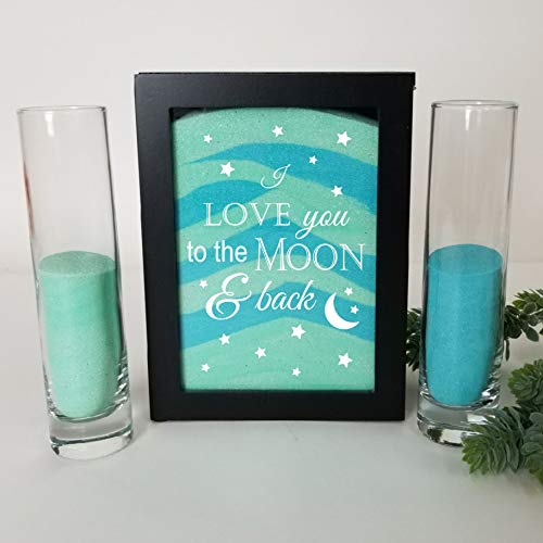 Sand Ceremony Set, Black Shadow Box I Love You to The Moon in White, Shadow Box Wedding, Vow Renewal, Unity Sand Ceremony Set, Beach Wedding Decor, Unity Candle Set,