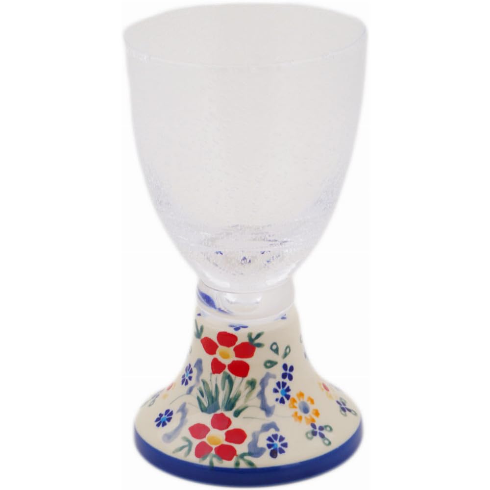 Authentic Polish Pottery Goblet Signature UNIKAT in Spring's Red Garden Design Handmade in Boles?awiec Poland + Certificate of Authenticity