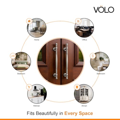 Image of VOLO Main Door Pull Push Handle | Door Handle for Home Office | Interior Exterior Door Hardware Pull Handle | (Pack of 1 Piece, Silver Satin, 12 Inch (300MM))