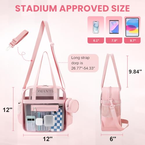 Image of Clear Tote Bag 12x6x12 Stadium Approved Transparent Crossbody Bag with Multi Pockets for Sports Concerts