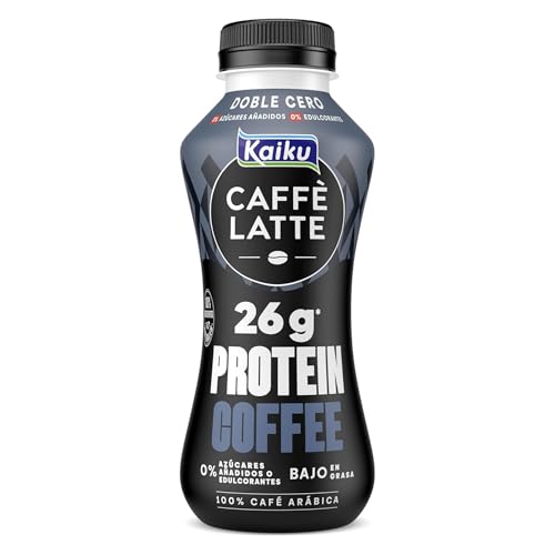 Kaiku Caffè Latte - Protein Coffee Doble Cero, Café Frío, 26 g de Proteína por Ración y Café Arábica, Sin Azúcares Añadidos y Bajo en Grasa, Listo para Tomar - 330 ml