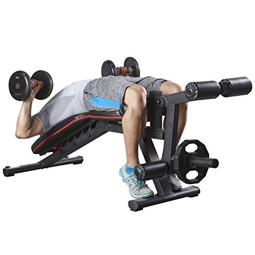 HARISON Weight Bench Adjustable with Preacher Pad and Leg Extension Foldable Full Body Workout Incline Decline Exercise Workout Bench for Home Gym (Updated)