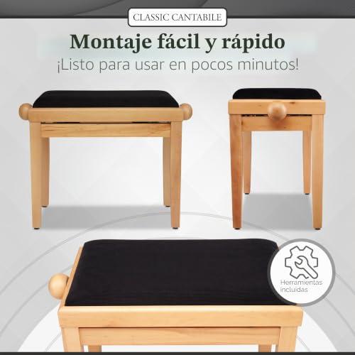 Miniatura 8 de Classic Cantabile Banco Para Piano Cerezo Claro Mate