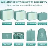 BAGAIL Zestaw 8 organizatorów do pakowania, z oddychającą siatką i workiem na buty, lekkie z nylonu do walizek, dostępne w 9 kolorach - Niebieski