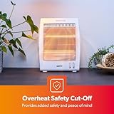 Geepas Quartz Halogen Heater, Pack of 2 | Portable Upright Electric Heater with 2 Heat Settings 400W/800W, Safety Tip Over Switch, Ideal for Home Office Caravans and Garages, 800 W, White - Image 8