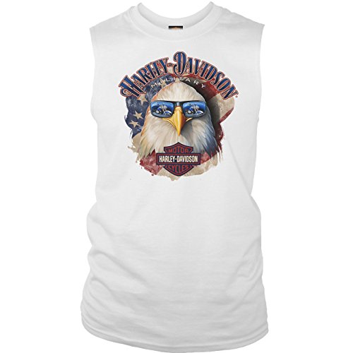 Harley-Davidson Military Men's Sleeveless T-Shirt - Overseas Tour | Shady Eagle 2X White