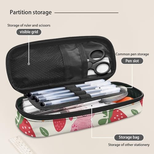 Image of Pink Koala Strawberry Pencil Case Organizer Aesthetic Pencil Bags with Zipper Lightweight Pencil Pouch for Supplies Storage Back to School