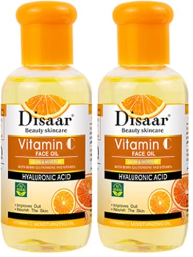 DISAAR Beauty Vitamin C Face Oil Hyaluronic Acid Facial Moisturizing Essence Nourish Skin 75ml/2.5fl.oz (Pack of 2)