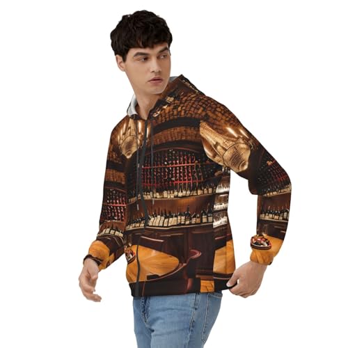 Sweat à capuche imprimé cave vin pull homme doux coupe décontractée - 4