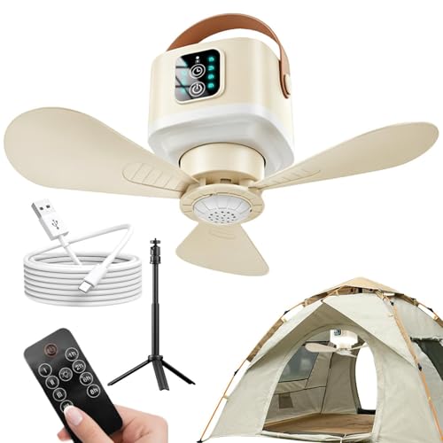 Ventilador de techo para carpa con batería de 3600 mAh y mando remoto de alta precisión