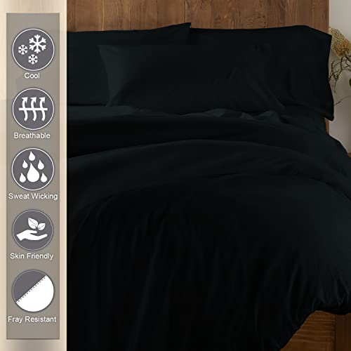 Pizuna 2er Pack Kissenbezug 70 x 90 cm Baumwolle Schwarz 400 Fadenzahl – Ansicht 2