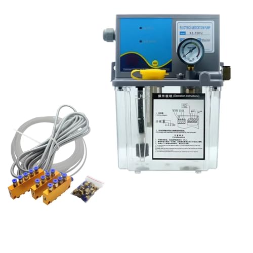 CPBGXJZD 2L 110V/220V Electromagnetic Auto Lubrication Oil Pump with 2L Tank and Pressure Gauge for CNC Engraver Lubricating