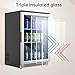 Weili 20 Inch Built in Beverage Refrigerator with Lock, Under Counter or Freestanding 120 Can Soda Beer Drink Cooler Fridge with Stainless Steel and Glass Door