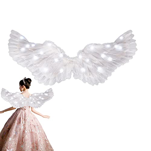 Timpfee Ailes de fée scintillantes à LED, ailes d'ange pour enfants et adultes - Plume de fée d'ange lumineuse pour Halloween, déguisement de Noël, fête cosplay, costume d'ailes d'ange Cover