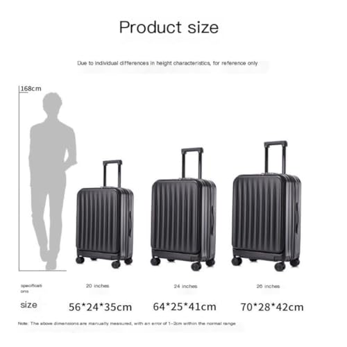 Suitcase Front-opening 20-inch Carry-on Suitcase USB Charging Suitcase Universal Wheel Trolley Case Unisex Suitcase Suitcase Tags(Blue,26in)2