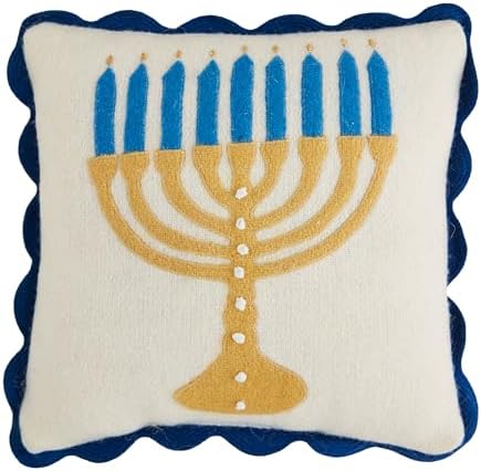 Mud Pie Mini Hanukkah Pillow, Menorah, 8" x 8" image 2