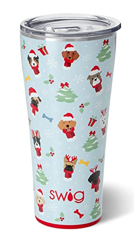 Swig Life 32Oz Triple Insulated Holiday Tumbler, Christmas Travel Mug, Christmas Coffee Mug, Dishwasher Safe, Stainless Steel, Double Wall, Vacuum Sealed Travel Coffee Mug (Santa Paws) #TOP15