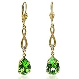 antik jugendstil kommode Länge 5,2 cm Jugendstil Ohrhänger Grün Gold mit Markenkristallen NOBEL SCHMUCK