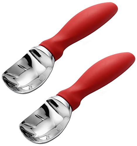 Image of Spring Chef Heavy Duty Metal Ice Cream Scooper for Kitchen, 2 Pack, Magenta