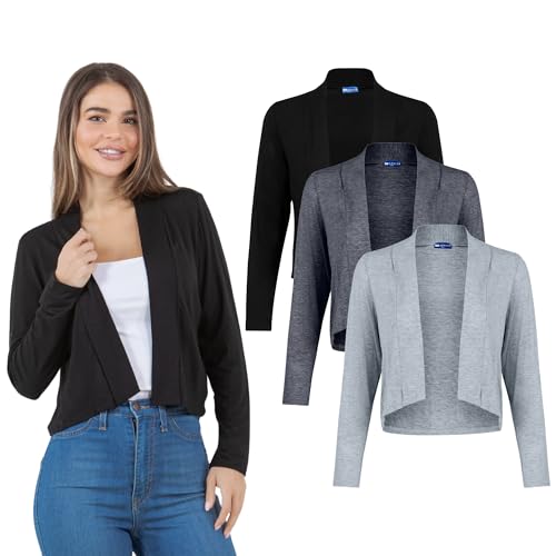 Image of Azules Cropped Cardigan for Women, Open Front Drape Lightweight Sweater Long Sleeves Women's Cardigans