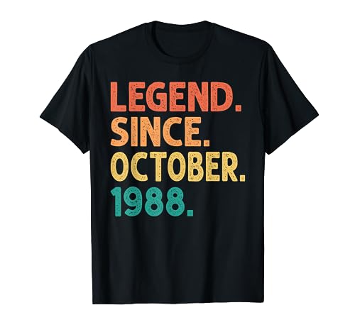 Legend Since October 1988 Birthday Idea 1988 Vintage October Camiseta