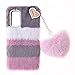 Custodia Peluche per Galaxy S21 Fe Carino Morbido Peloso Ciondolo Love Inverno Soffice Caldo Hairball Cover Protettiva Fluffy Cover Bambine Copertura Caso per Samsung Galaxy S21 Fe,Nero di Giunzione